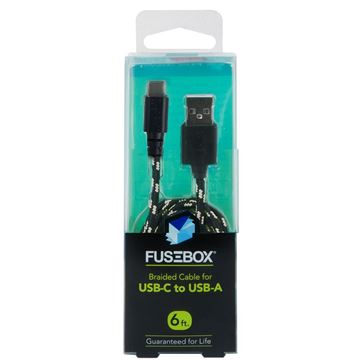 USB-C to USB-A Cable, Braided, 6 ft.