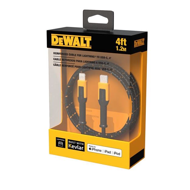 DeWALT - Reinforced Cable for Lightning to USB-C, 4 ft.
